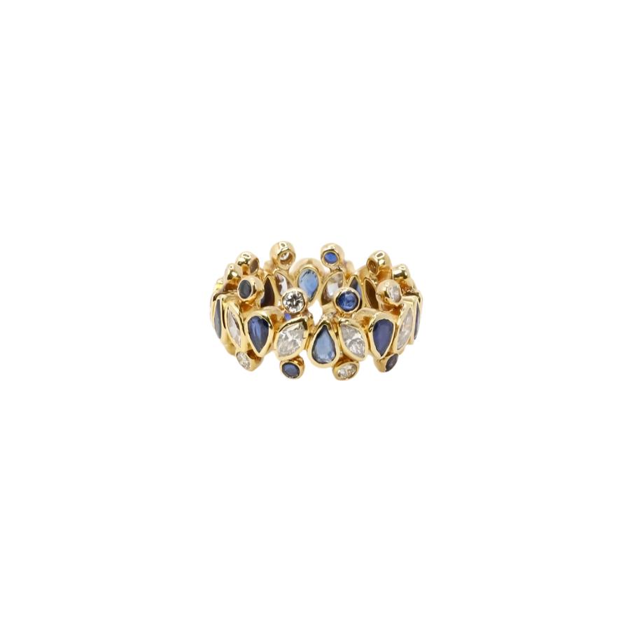Bague vintage Harry Winston or jaune, saphirs et diamants - Castafiore