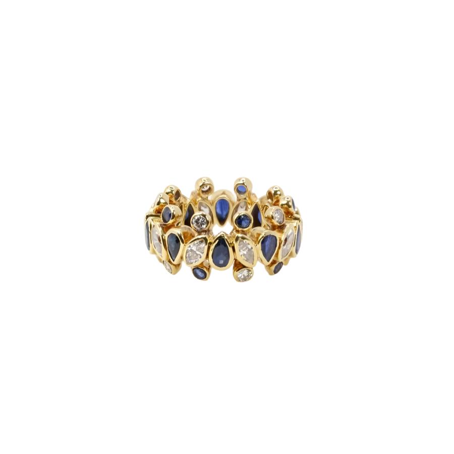 Bague vintage Harry Winston or jaune, saphirs et diamants - Castafiore