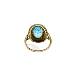 Bague Vintage imposante en or jaune et topaze bleue - Castafiore
