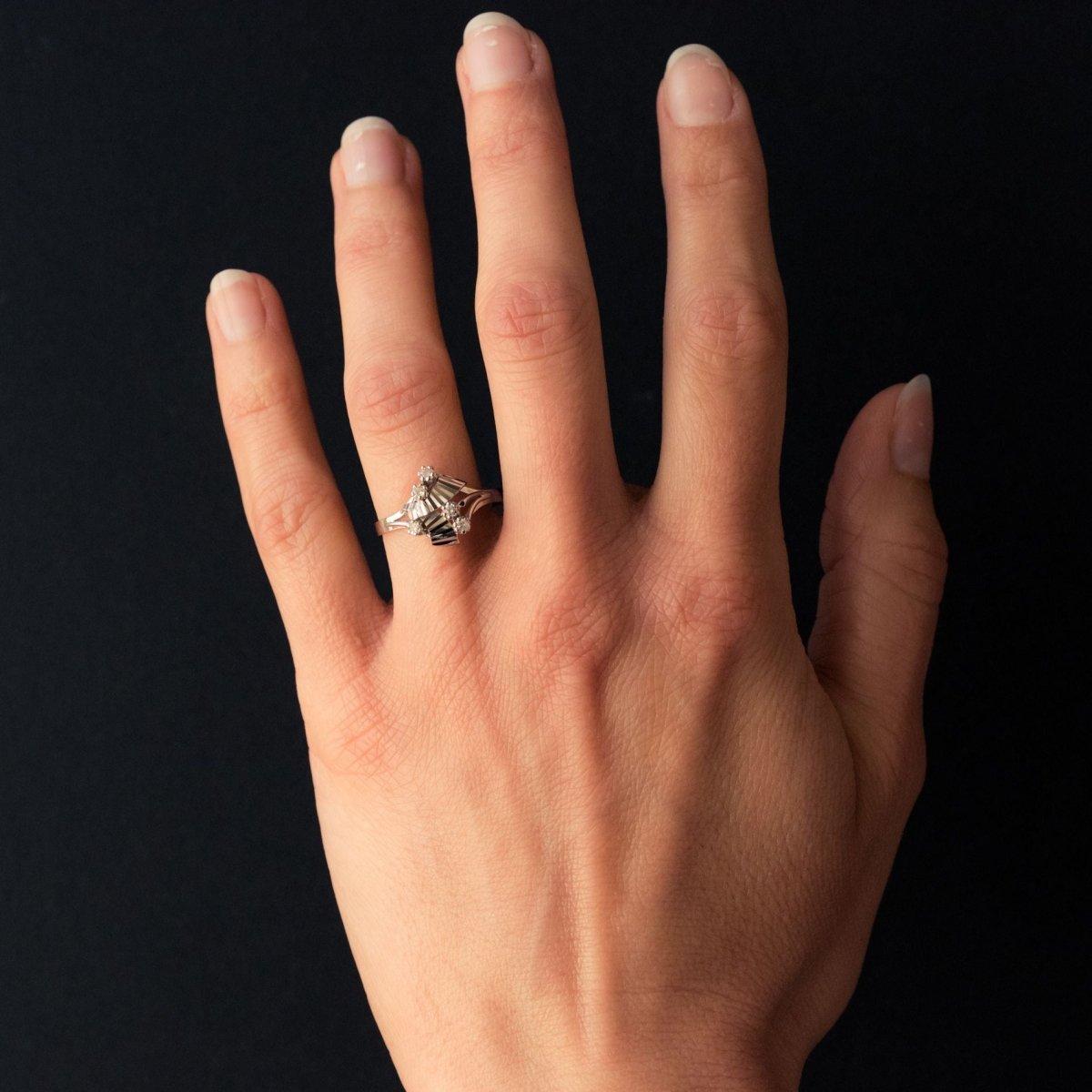 Bague vintage or blanc diamants - Castafiore