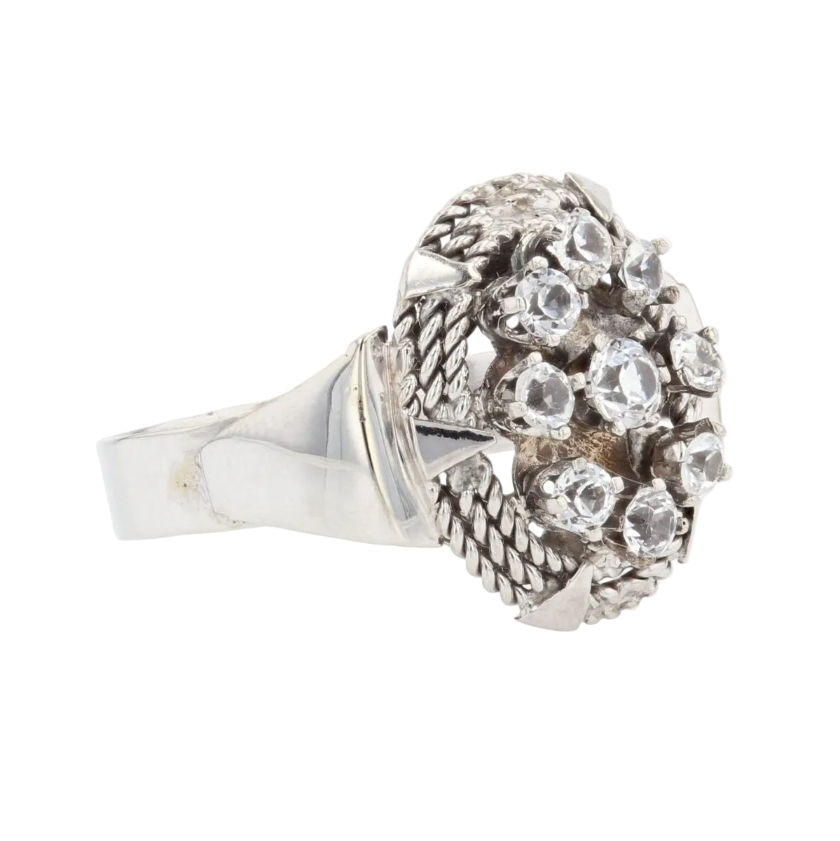 Bague vintage or blanc saphirs blancs - Castafiore