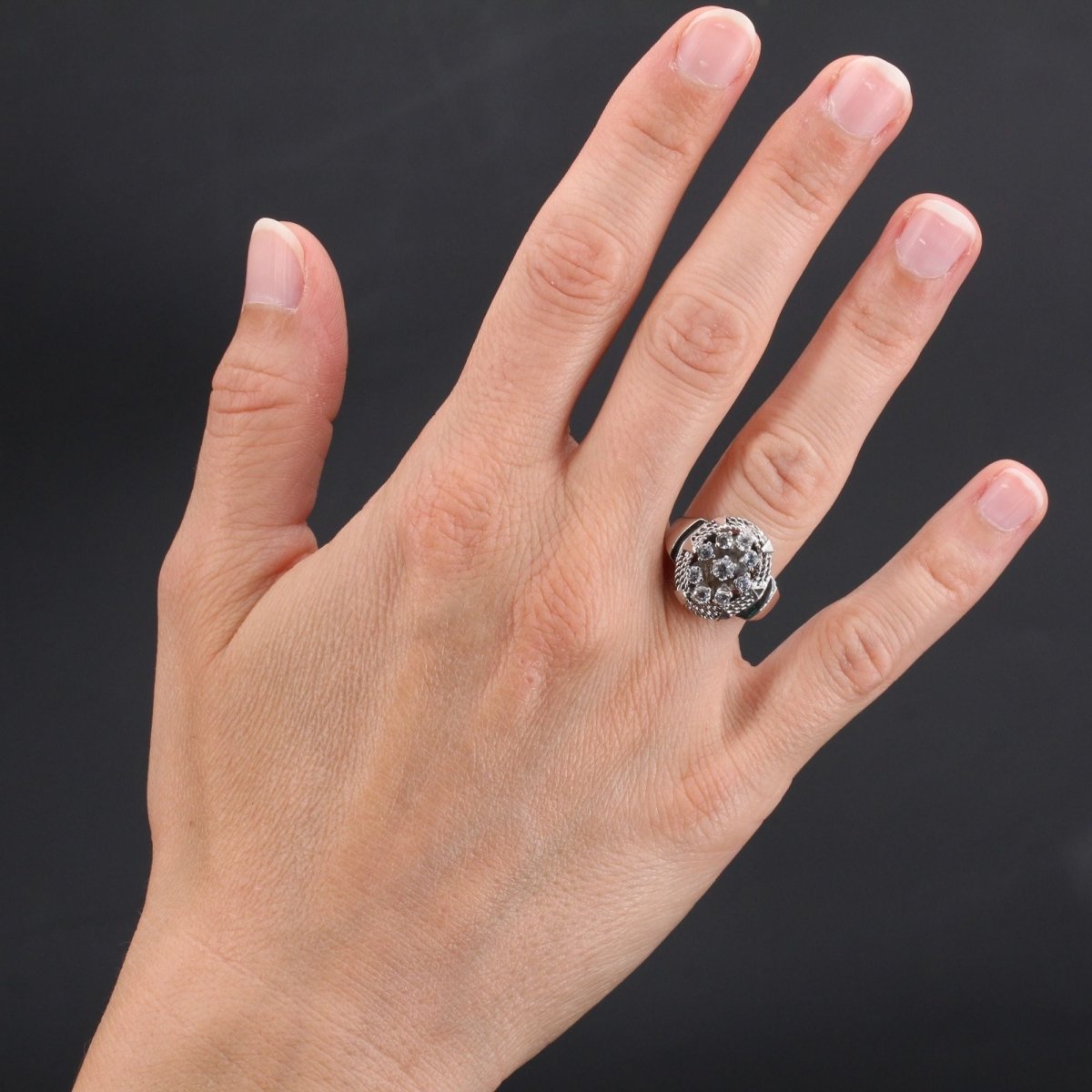 Bague vintage or blanc saphirs blancs - Castafiore