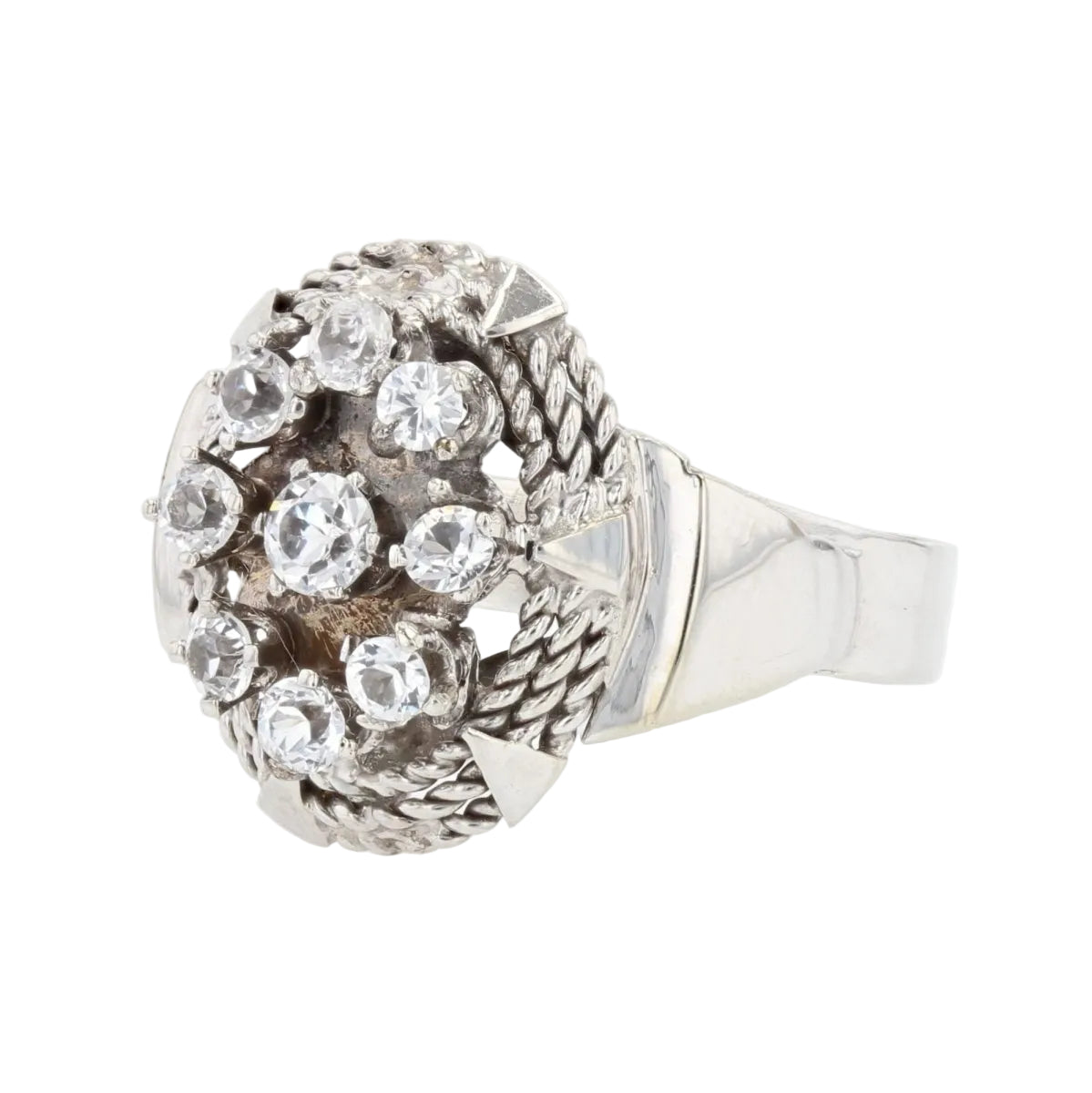 Bague vintage or blanc saphirs blancs - Castafiore