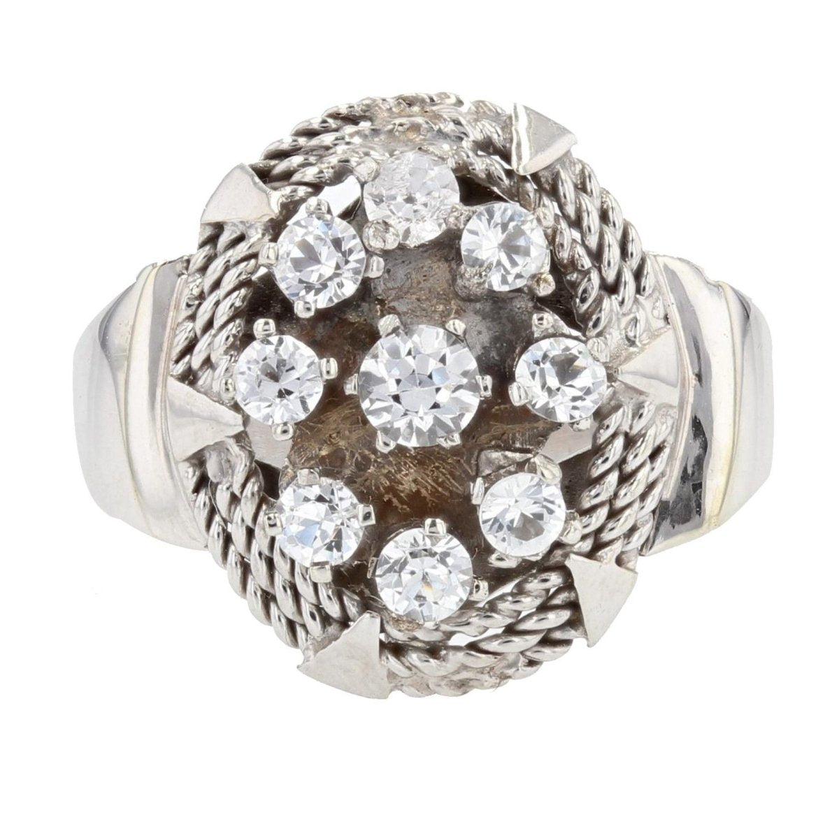 Bague vintage or blanc saphirs blancs - Castafiore