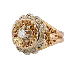 Bague vintage or rose et diamants - Castafiore