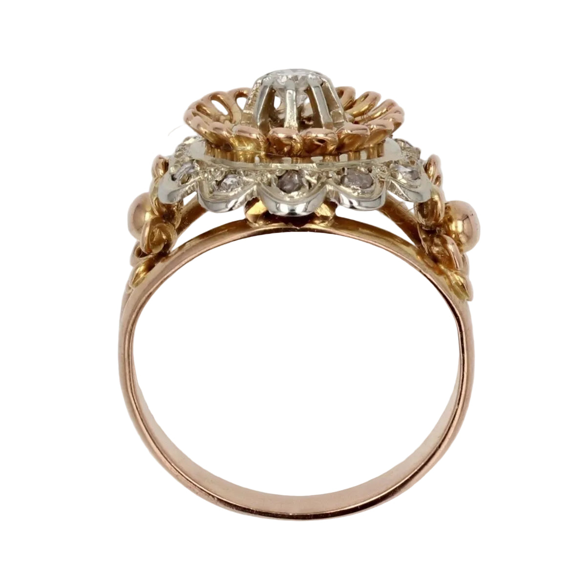 Bague vintage or rose et diamants - Castafiore