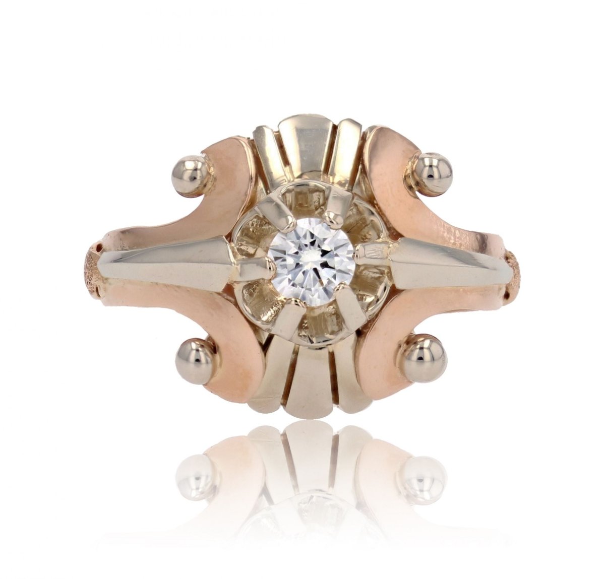 Bague vintage or rose or blanc diamant - Castafiore