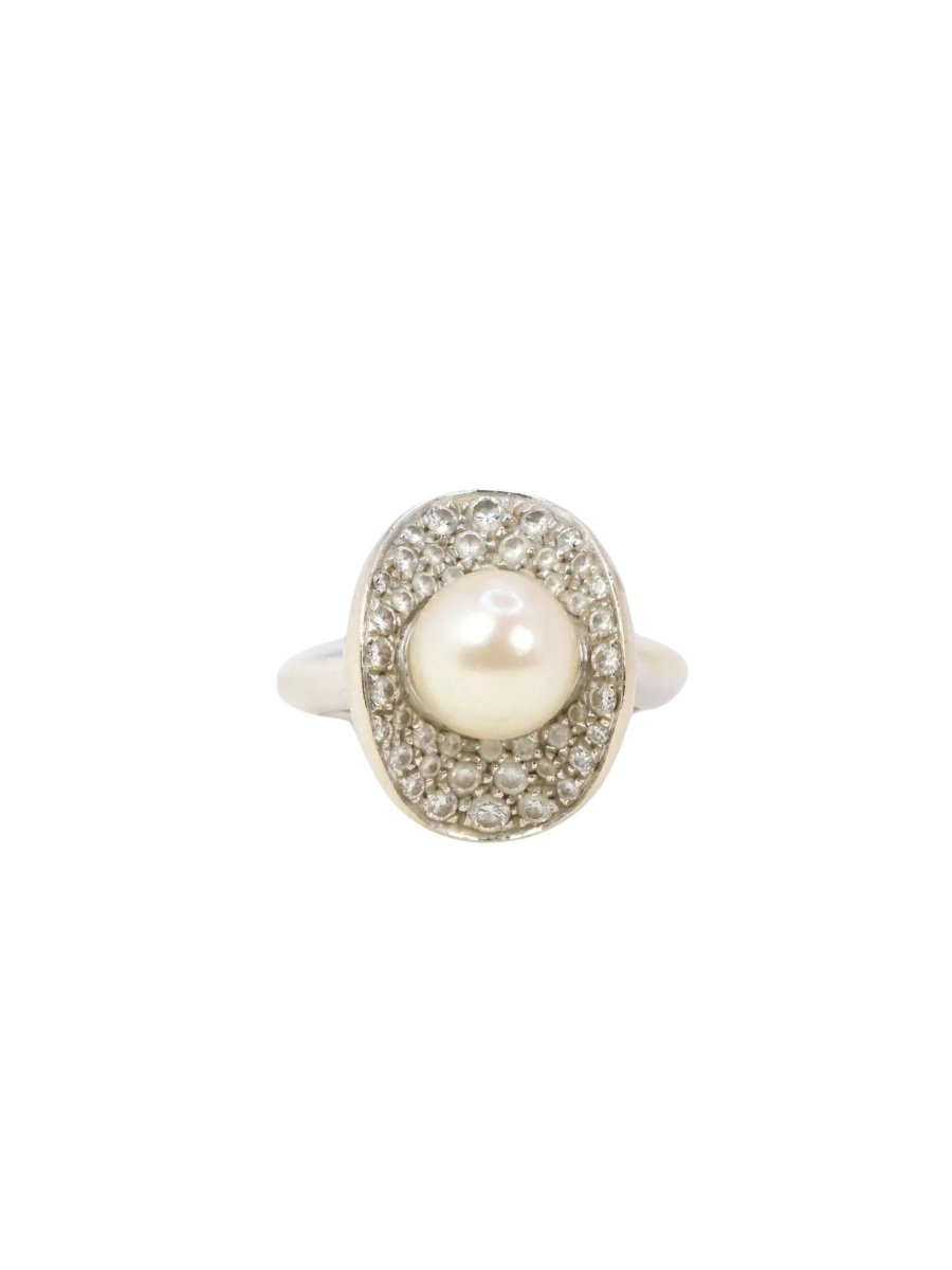 Bague vintage perle akoya diamants - Castafiore