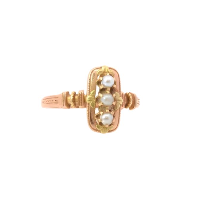 Bague vintage perles fines en or 18k - Castafiore