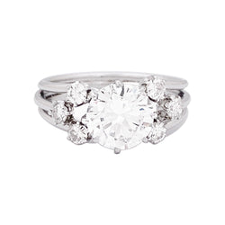 Bague vintage platine et diamants. - Castafiore