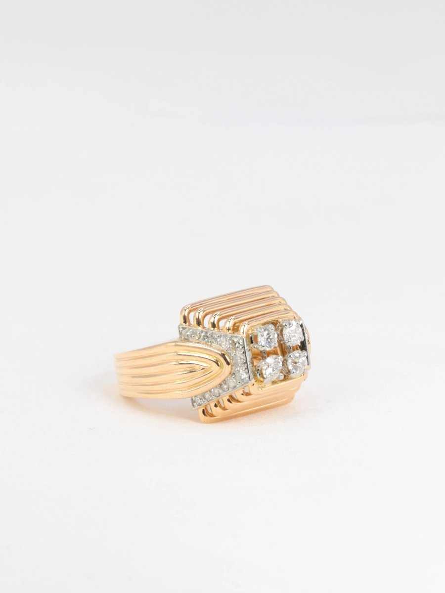 Bague vintage pyramidale en or 18k et diamants - 1950 - Castafiore
