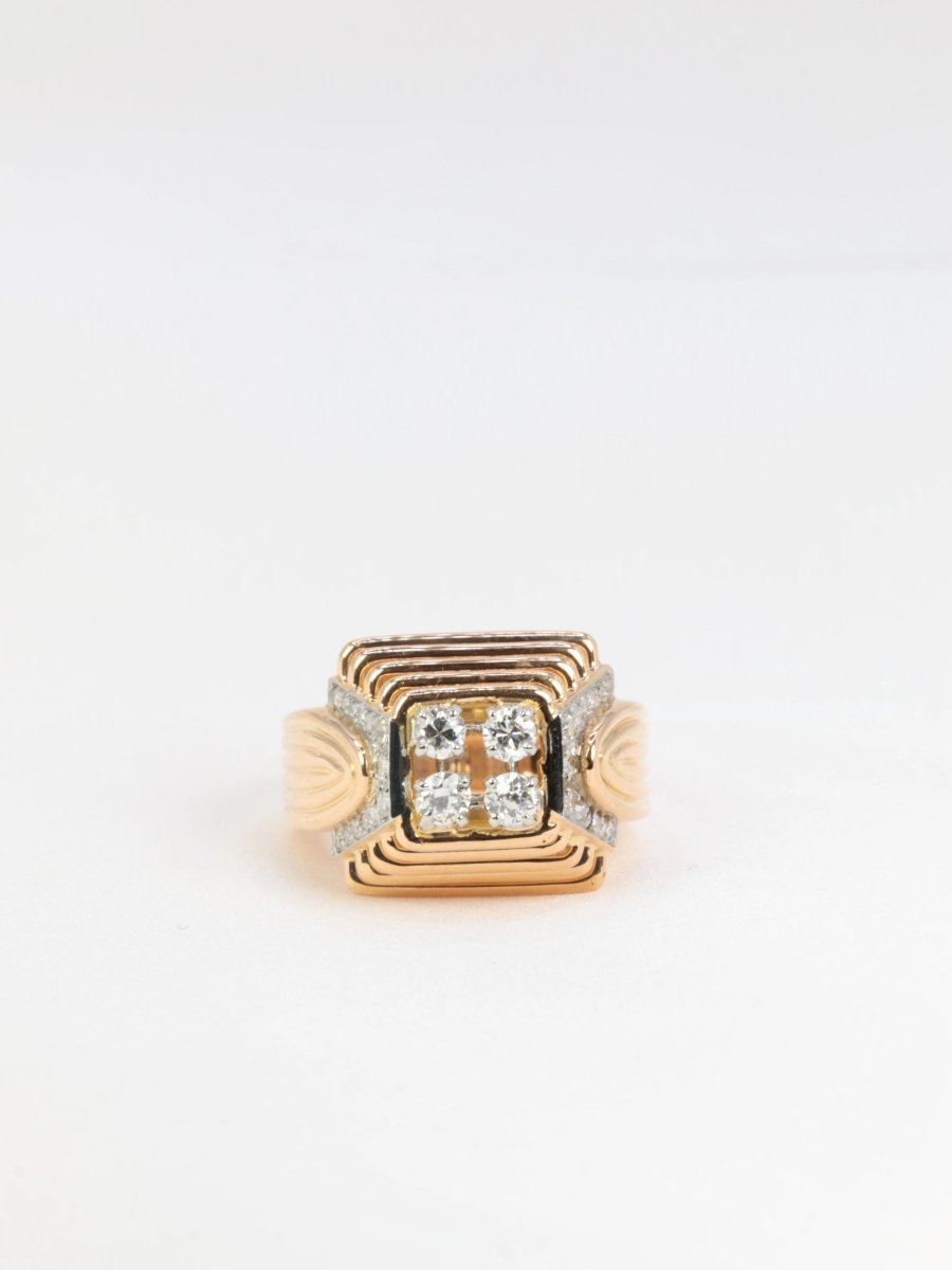Bague vintage pyramidale en or 18k et diamants - 1950 - Castafiore