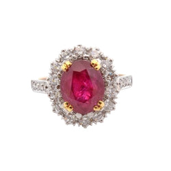 Bague VINTAGE Rubis Birman en platine et or - Castafiore