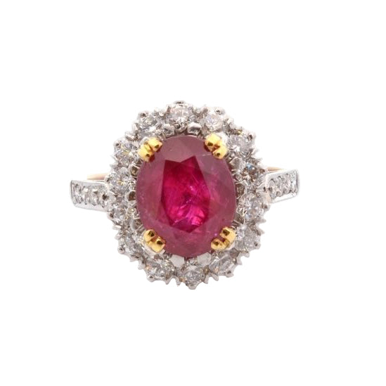 Bague VINTAGE Rubis Birman en platine et or - Castafiore