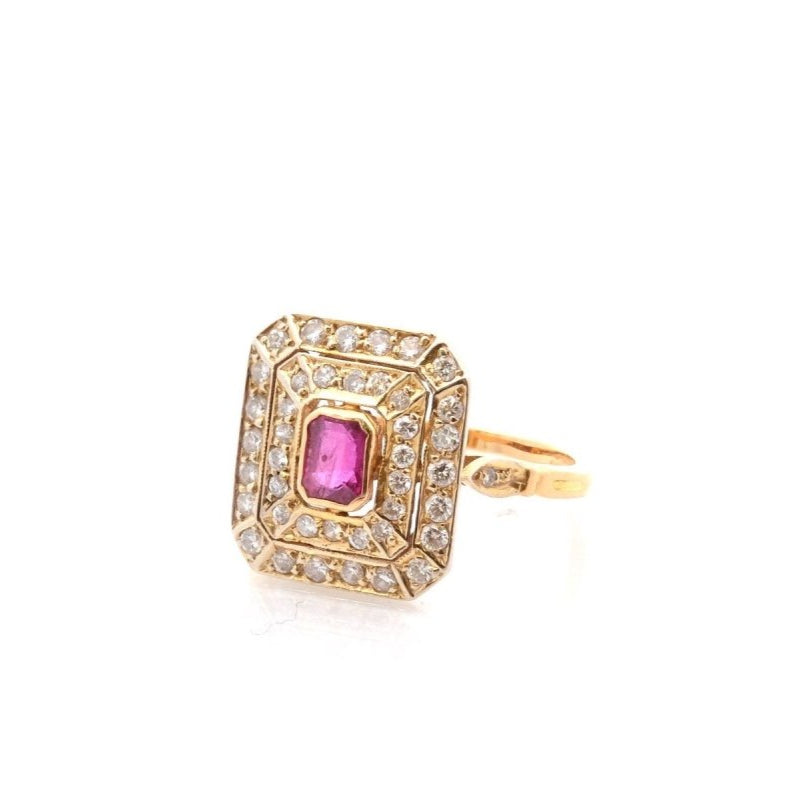 Bague vintage rubis et diamants en or 18k - Castafiore