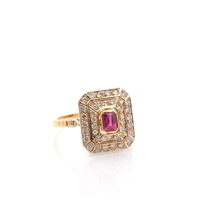 Bague vintage rubis et diamants en or 18k - Castafiore