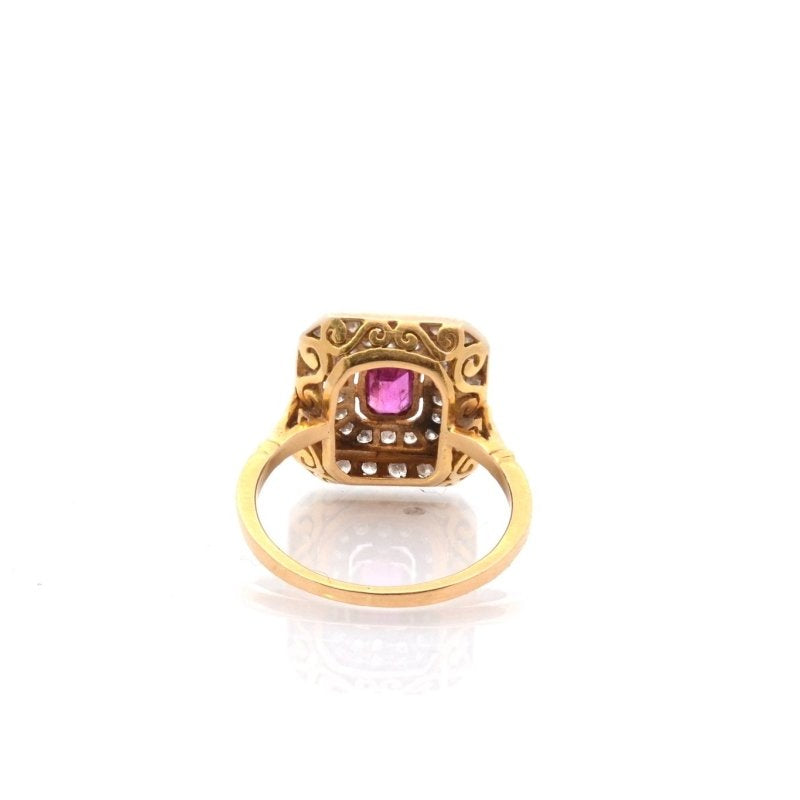 Bague vintage rubis et diamants en or 18k - Castafiore