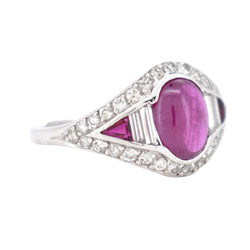 Bague Vintage Rubis et Diamants, Style Art Déco - Castafiore