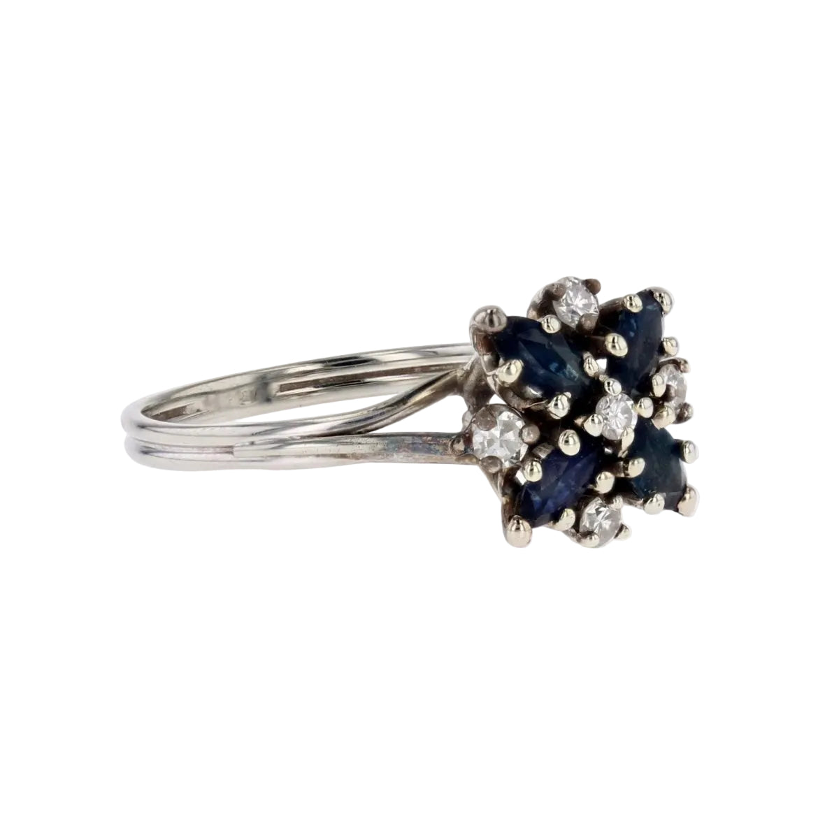 Bague vintage saphir diamants flocon - Castafiore