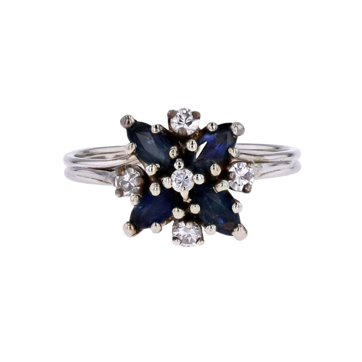 Bague vintage saphir diamants flocon - Castafiore