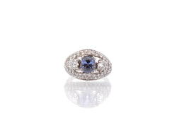 Bague vintage saphir et diamants en or 18k - Castafiore