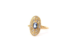 Bague vintage saphir et diamants en or 18k - Castafiore