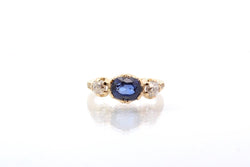 Bague vintage saphir et diamants en or 18k - Castafiore