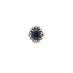 Bague vintage saphir et diamants en or 18k - Castafiore