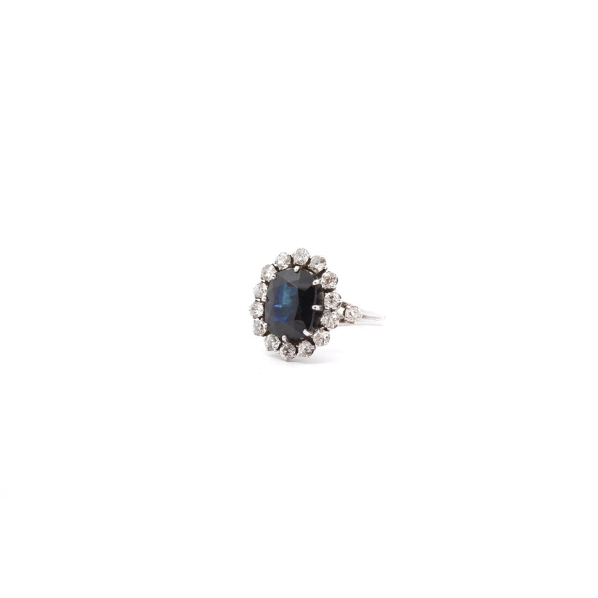 Bague vintage saphir et diamants en or 18k - Castafiore