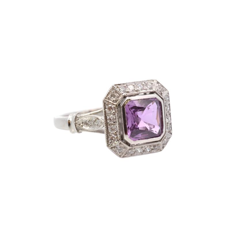 Bague vintage saphir et diamants en platine - Castafiore