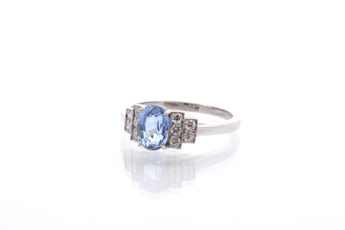 Bague vintage saphir et diamants en platine - Castafiore