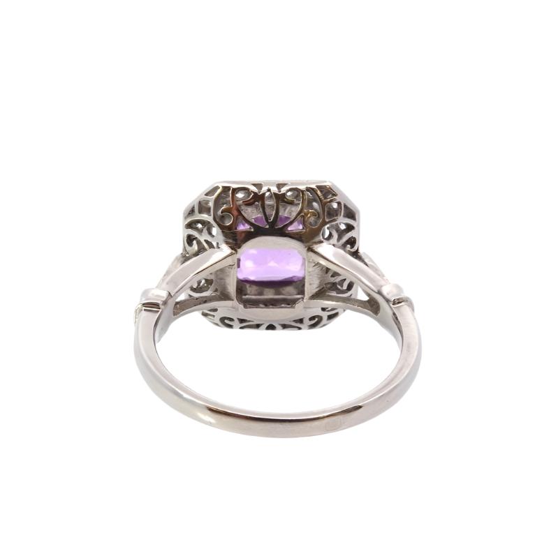 Bague vintage saphir et diamants en platine - Castafiore