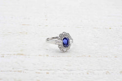 Bague vintage saphir et diamants en platine - Castafiore