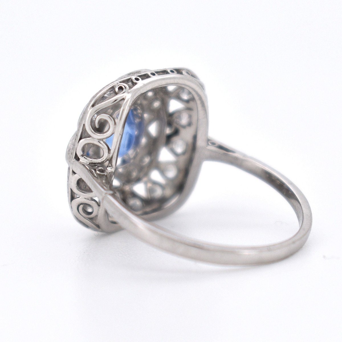 Bague Vintage Saphir et Diamants, Style Art Déco - Castafiore