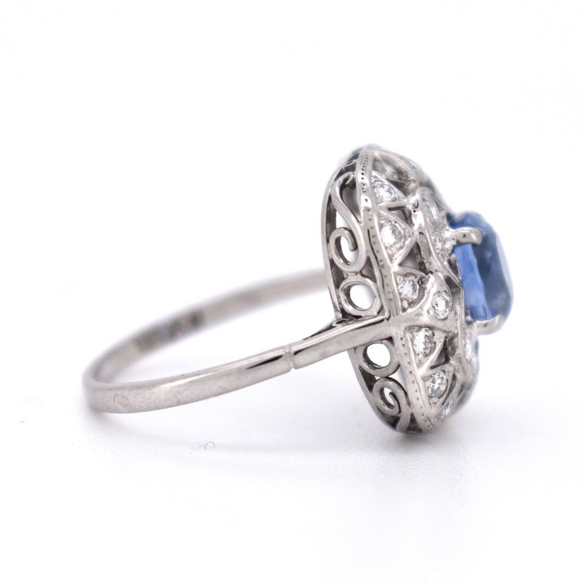 Bague Vintage Saphir et Diamants, Style Art Déco - Castafiore