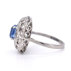 Bague Vintage Saphir et Diamants, Style Art Déco - Castafiore