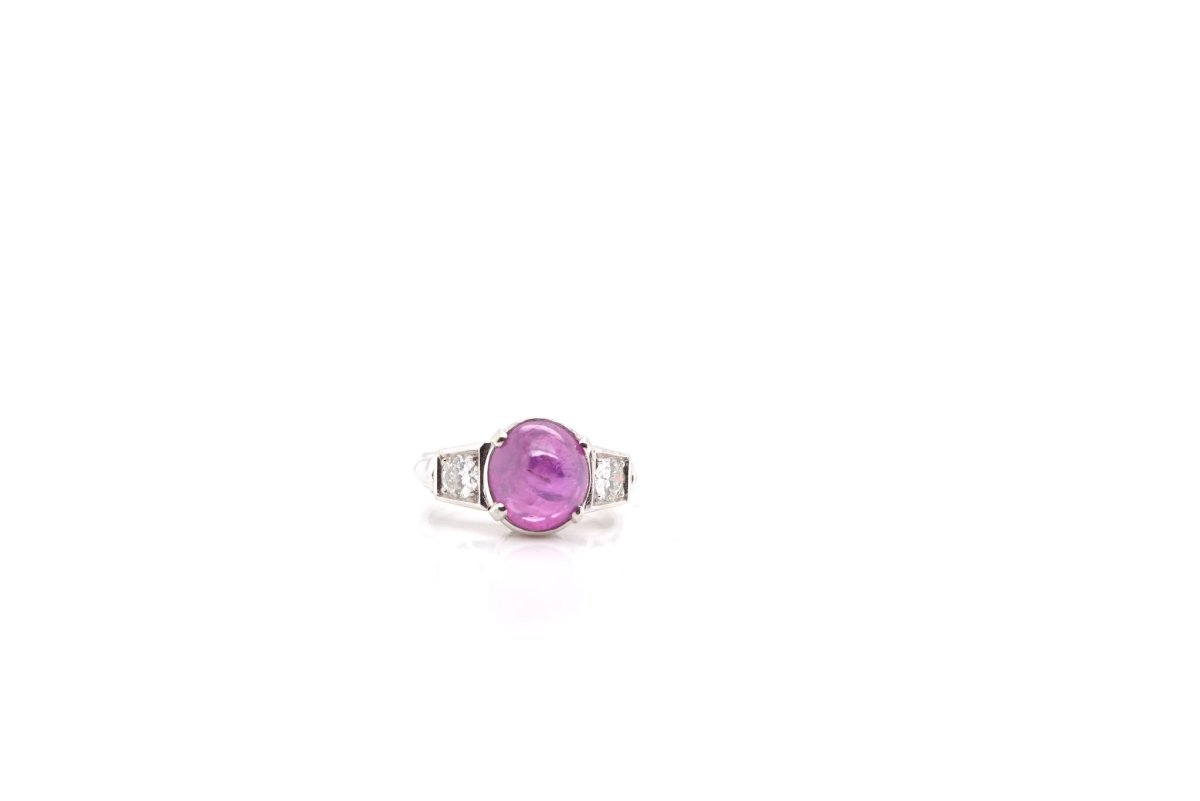 Bague vintage saphir rose de Ceylan étoilé - Castafiore