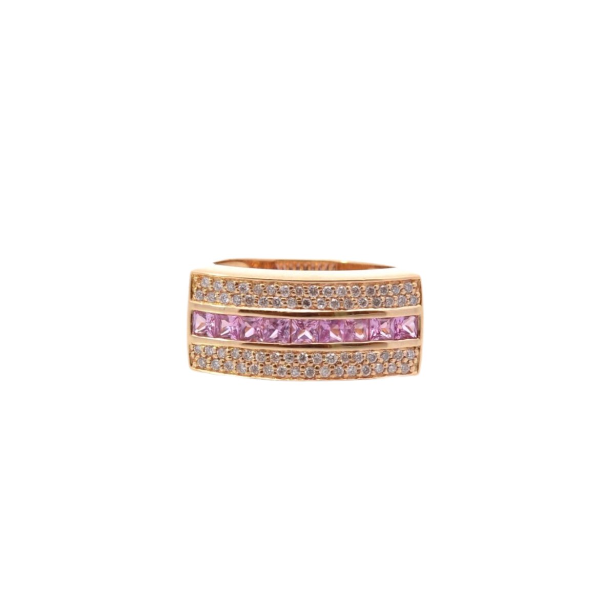 Bague vintage saphirs roses et diamants en or - Castafiore