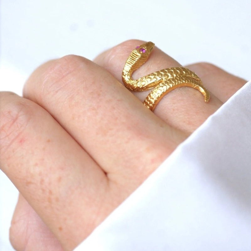 Bague vintage serpent enroulé or jaune - Castafiore