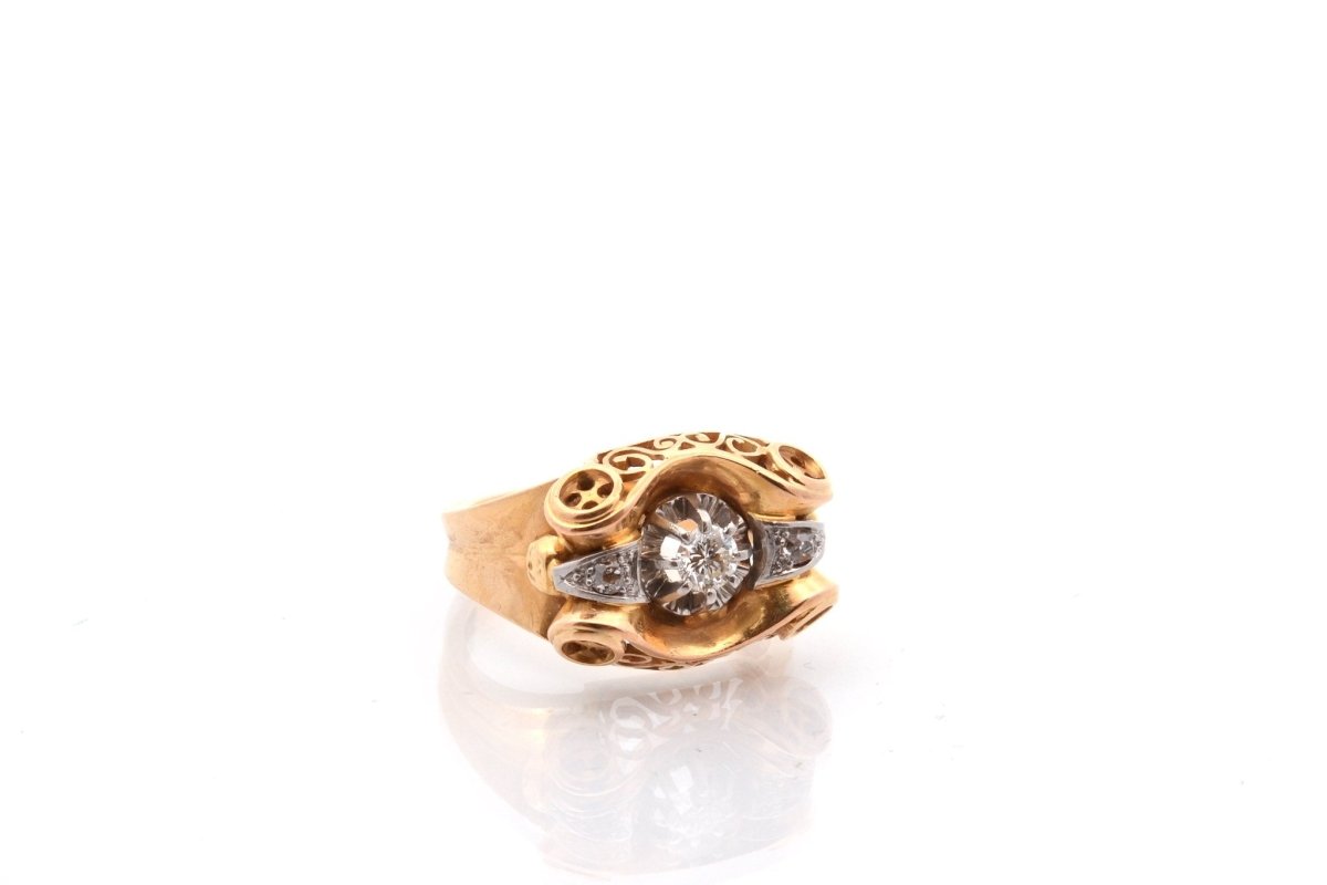 Bague vintage tank en or et diamants - Castafiore