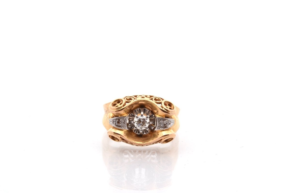 Bague vintage tank en or et diamants - Castafiore