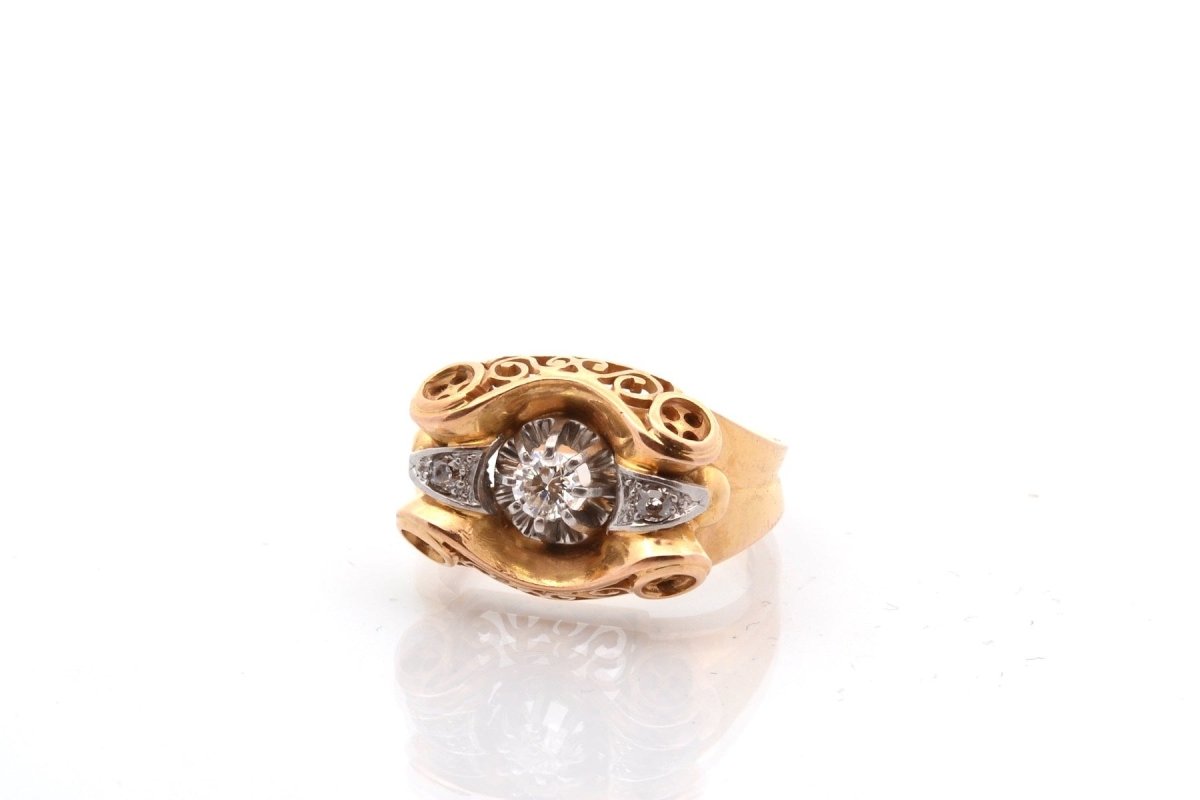 Bague vintage tank en or et diamants - Castafiore