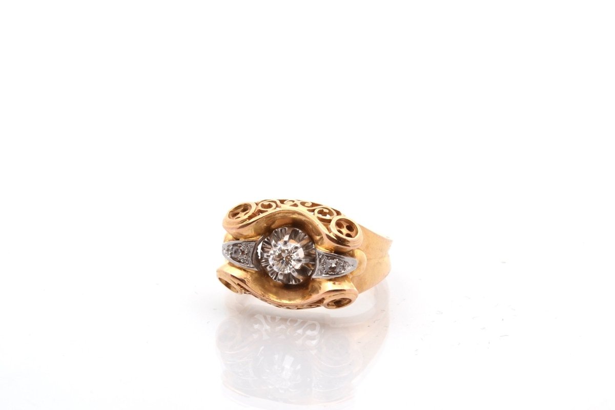 Bague vintage tank en or et diamants - Castafiore