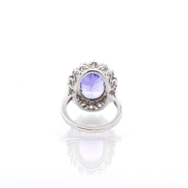 Bague vintage tanzanite et diamants en platine - Castafiore