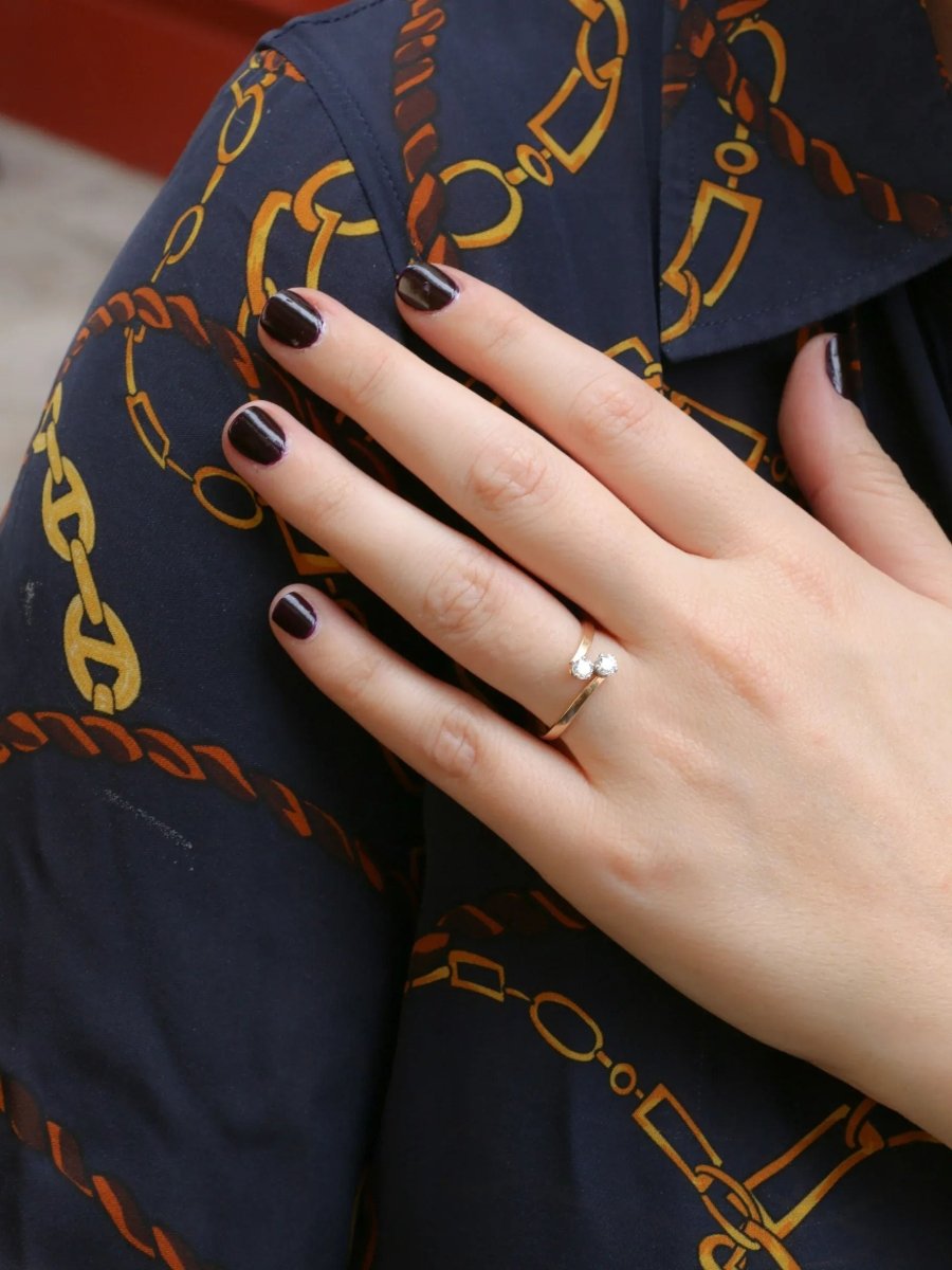 Bague vintage toi et moi en or jaune et diamants - Castafiore