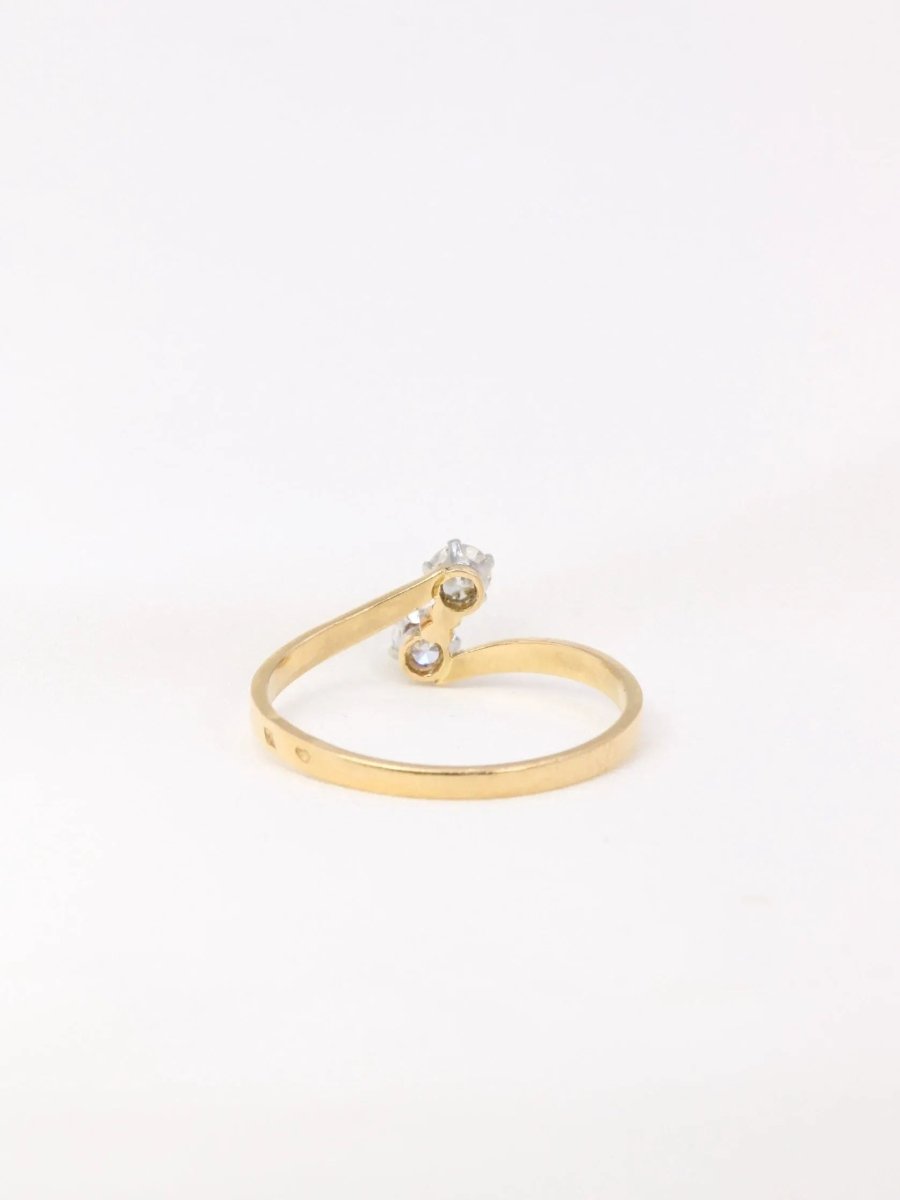 Bague vintage toi et moi en or jaune et diamants - Castafiore