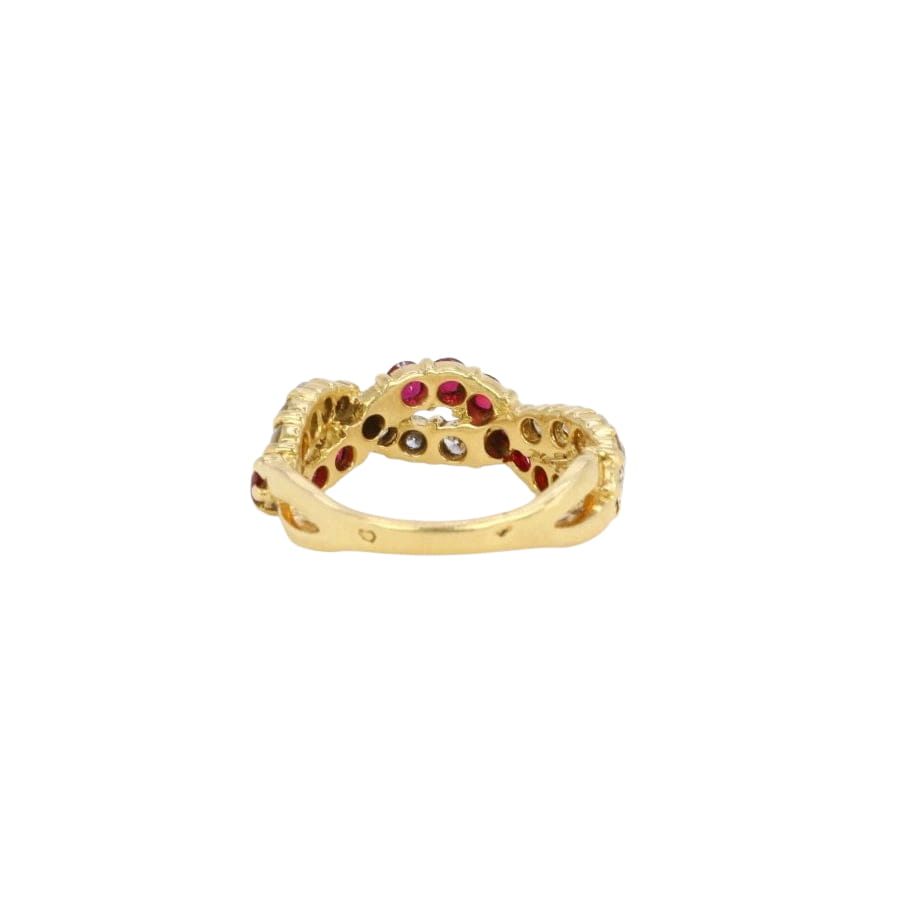 Bague vintage torsadée en or, diamants et rubis - Castafiore