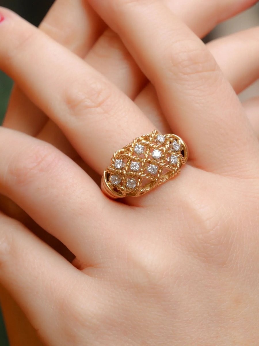 Bague vintage torsadés diamants - Castafiore
