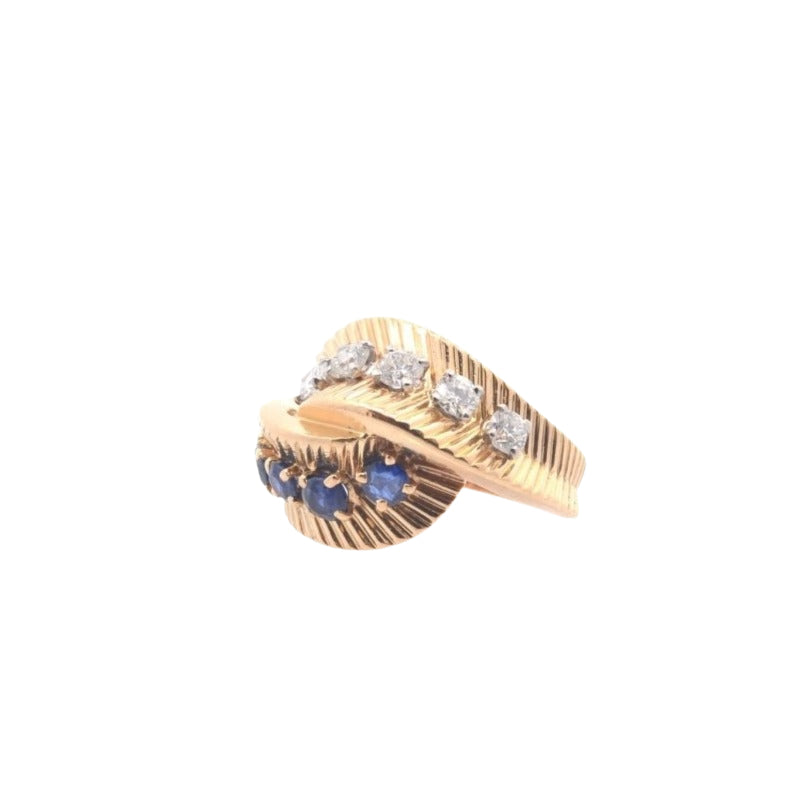 Bague vintage Van Cleef & Arpels diamants et saphirs en or - Castafiore