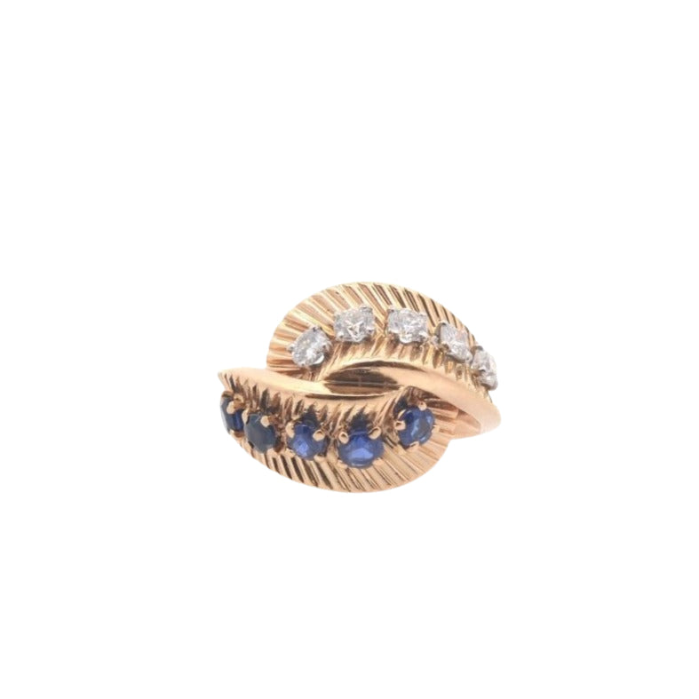 Bague vintage Van Cleef & Arpels diamants et saphirs en or - Castafiore